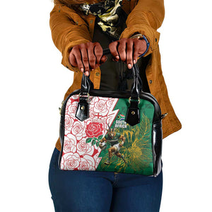 Personalized South Africa Combine England Rugby Shoulder Handbag Springboks and Red Rose