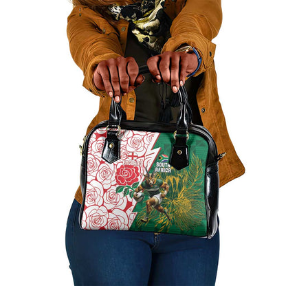 Personalized South Africa Combine England Rugby Shoulder Handbag Springboks and Red Rose