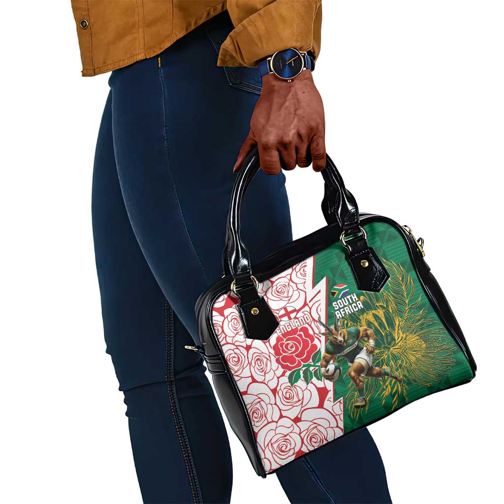 Personalized South Africa Combine England Rugby Shoulder Handbag Springboks and Red Rose