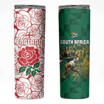 Personalized South Africa Combine England Rugby Skinny Tumbler Springboks and Red Rose