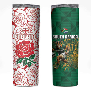 Personalized South Africa Combine England Rugby Skinny Tumbler Springboks and Red Rose