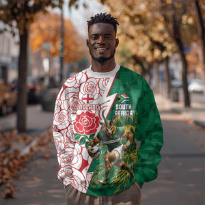 Personalized South Africa Combine England Rugby Sweatshirt Springboks and Red Rose