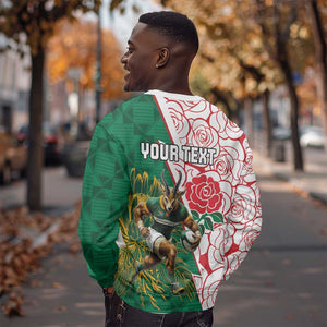 Personalized South Africa Combine England Rugby Sweatshirt Springboks and Red Rose