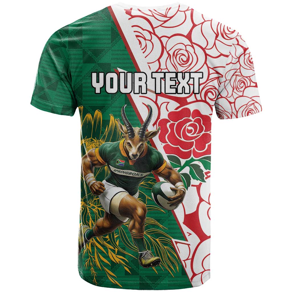 Personalized South Africa Combine England Rugby T shirt Springboks and Red Rose