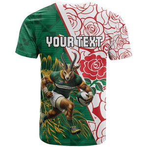 Personalized South Africa Combine England Rugby T shirt Springboks and Red Rose