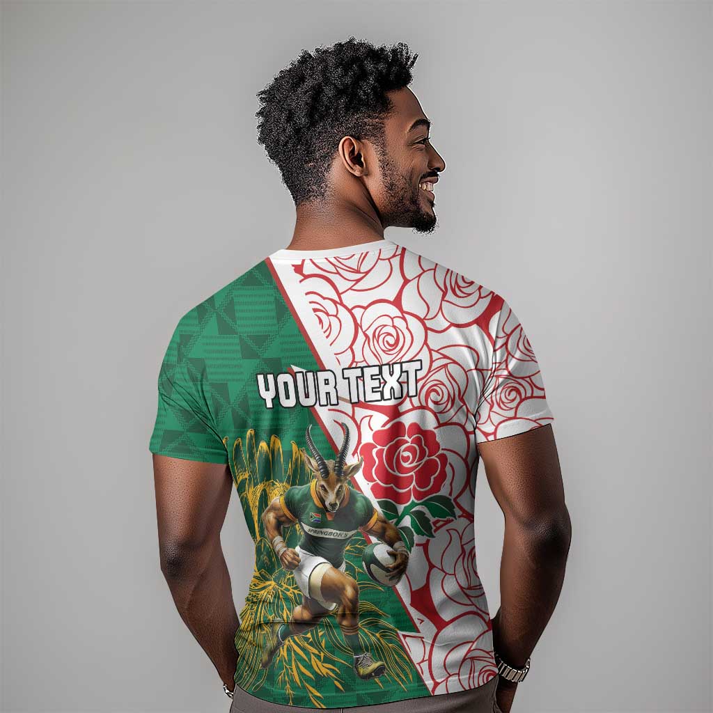 Personalized South Africa Combine England Rugby T shirt Springboks and Red Rose