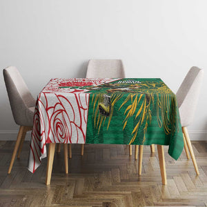 Personalized South Africa Combine England Rugby Tablecloth Springboks and Red Rose