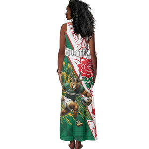 Personalized South Africa Combine England Rugby Tank Maxi Dress Springboks and Red Rose