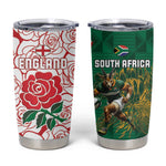 Personalized South Africa Combine England Rugby Tumbler Cup Springboks and Red Rose