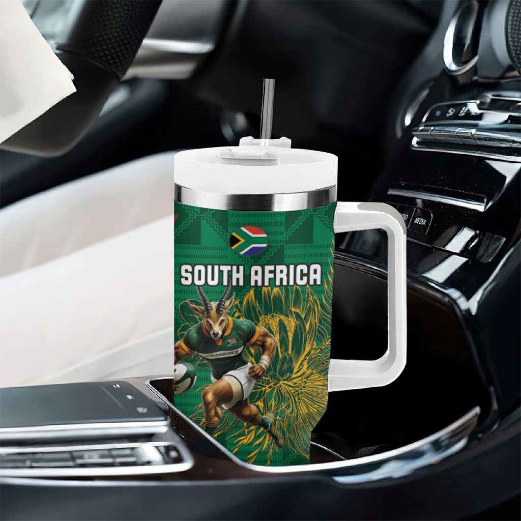 Personalized South Africa Combine England Rugby Tumbler With Handle Springboks and Red Rose