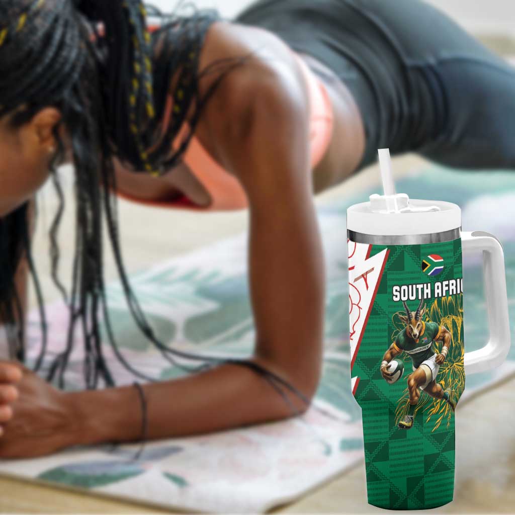 Personalized South Africa Combine England Rugby Tumbler With Handle Springboks and Red Rose