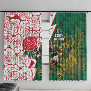 Personalized South Africa Combine England Rugby Window Curtain Springboks and Red Rose