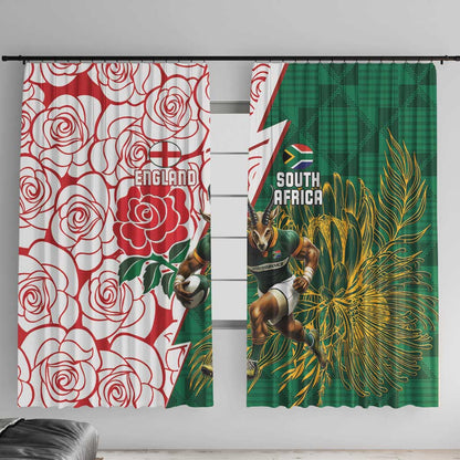 Personalized South Africa Combine England Rugby Window Curtain Springboks and Red Rose