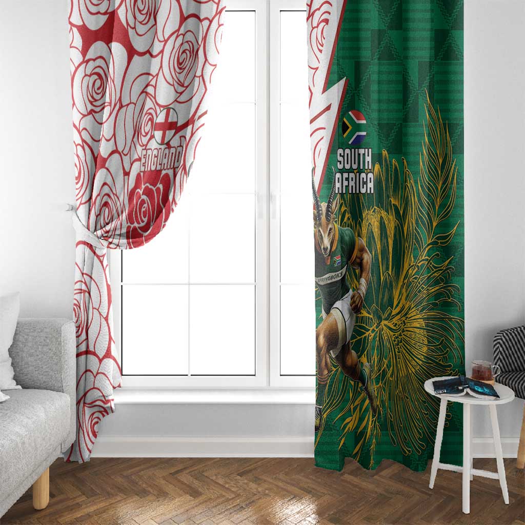 Personalized South Africa Combine England Rugby Window Curtain Springboks and Red Rose