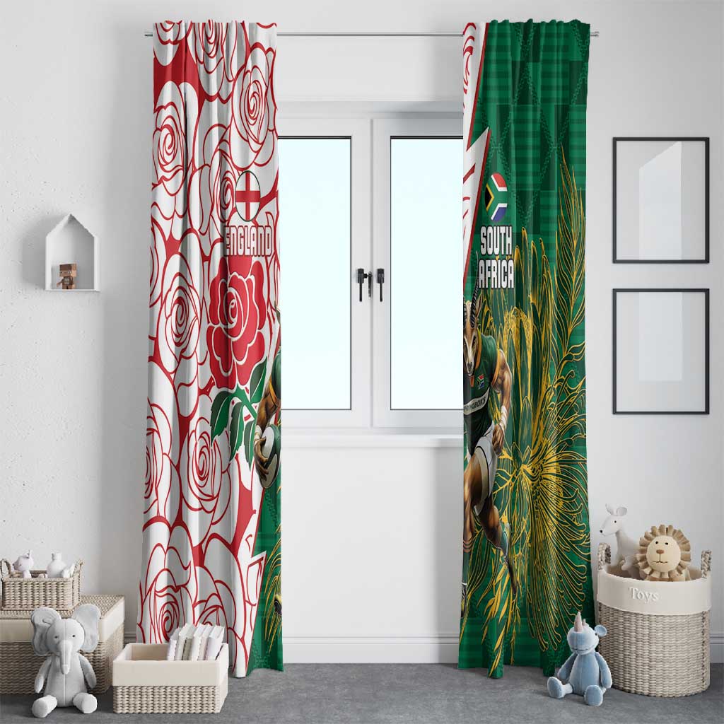 Personalized South Africa Combine England Rugby Window Curtain Springboks and Red Rose