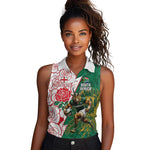 Personalized South Africa Combine England Rugby Women Sleeveless Polo Shirt Springboks and Red Rose