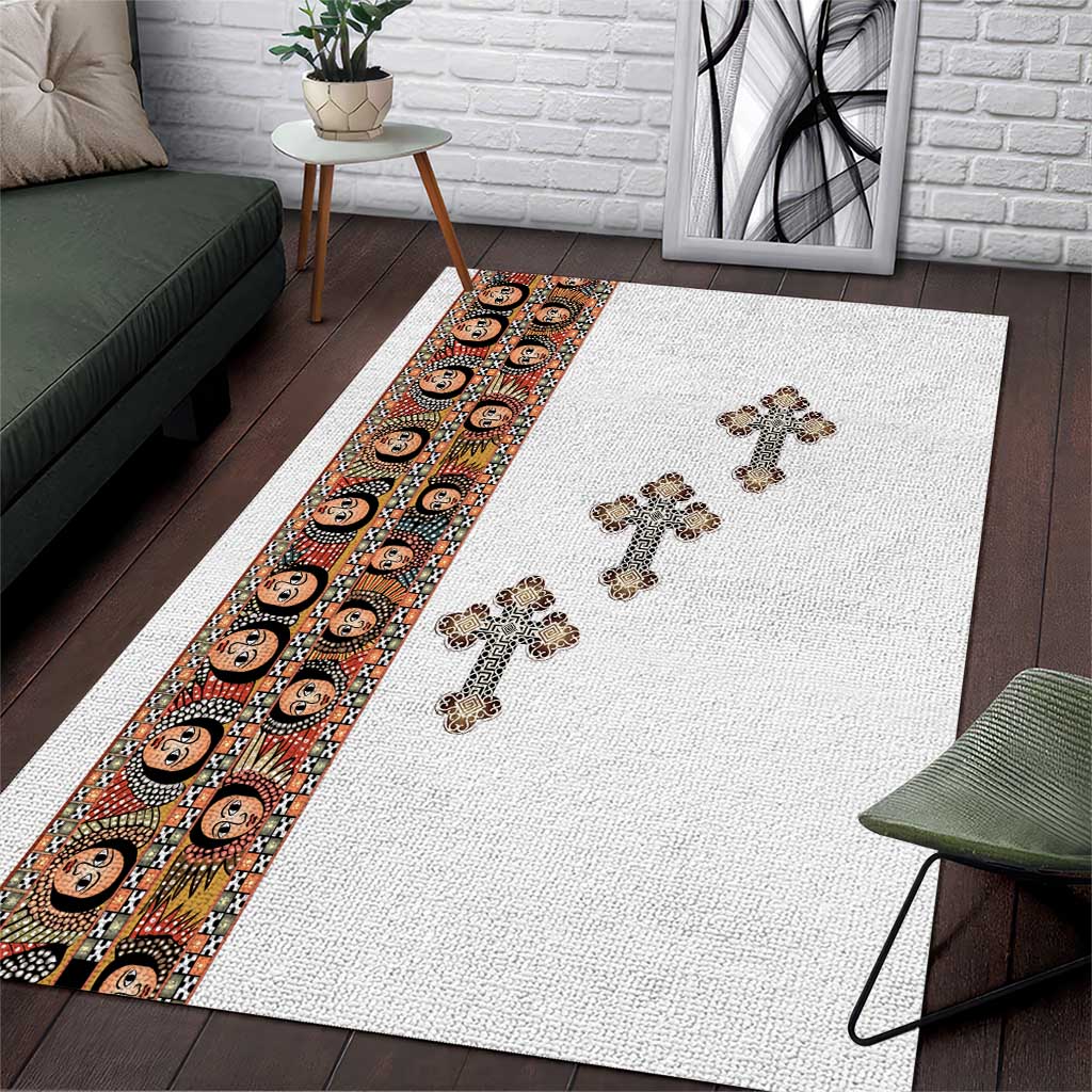 Ethiopia Angels Tilet With Cross Area Rug
