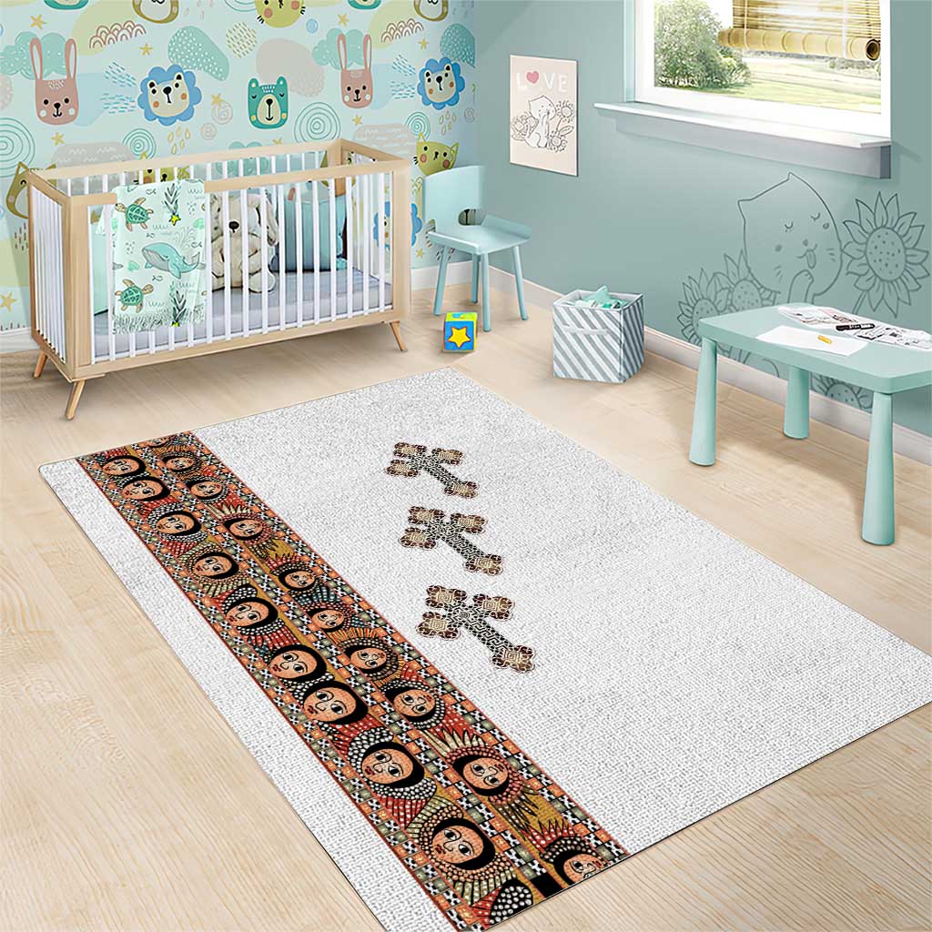 Ethiopia Angels Tilet With Cross Area Rug