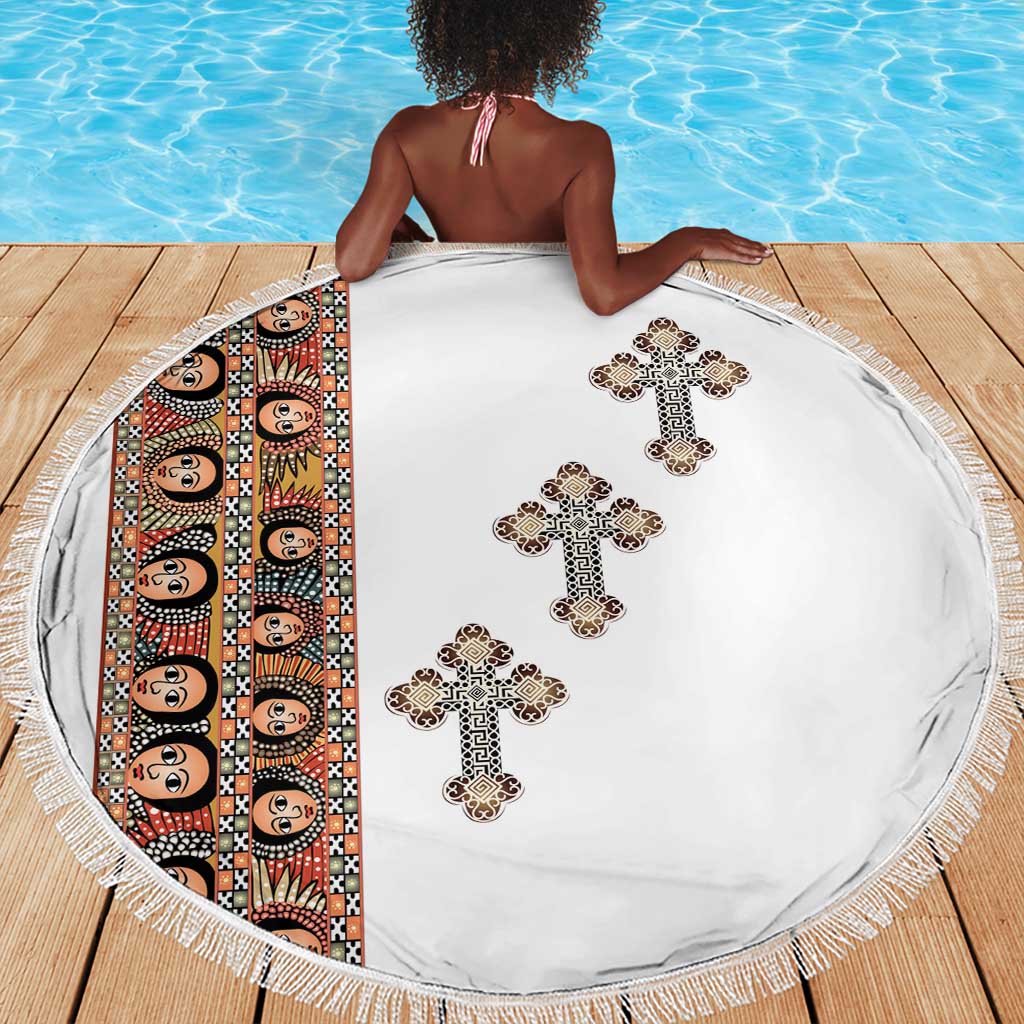 Ethiopia Angels Tilet With Cross Beach Blanket