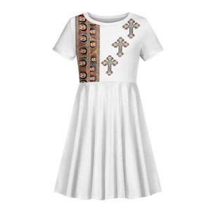 Ethiopia Angels Tilet With Cross Kid Short Sleeve Dress