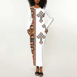 Ethiopia Angels Tilet With Cross Long Sleeve Bodycon Dress LT15