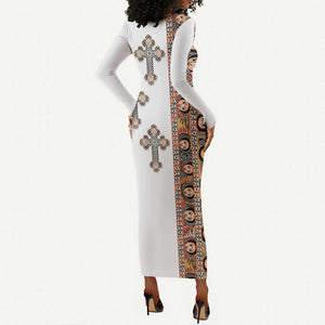 Ethiopia Angels Tilet With Cross Long Sleeve Bodycon Dress LT15