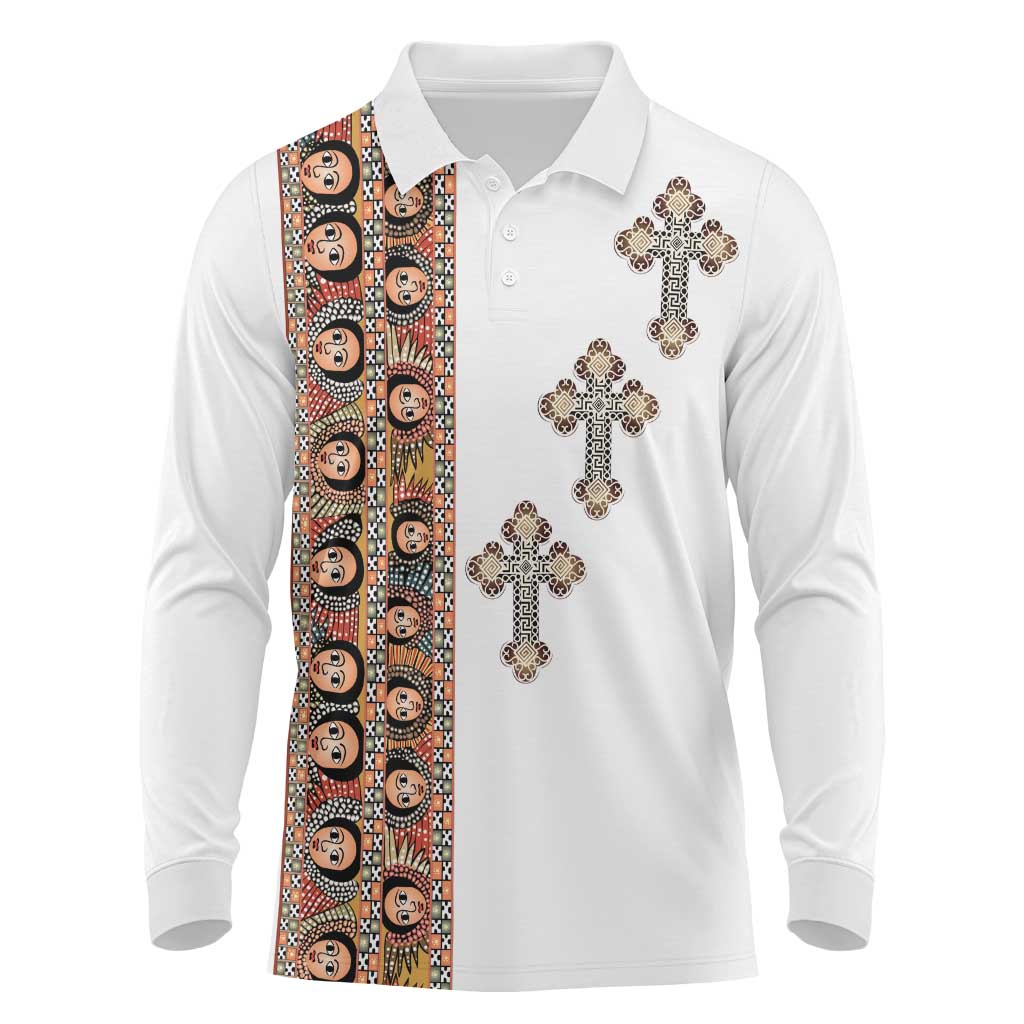 Ethiopia Angels Tilet With Cross Long Sleeve Polo Shirt