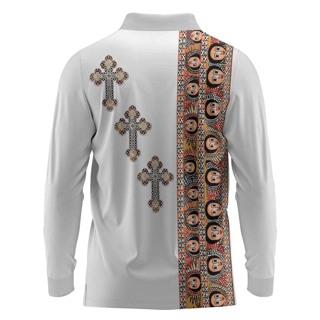 Ethiopia Angels Tilet With Cross Long Sleeve Polo Shirt