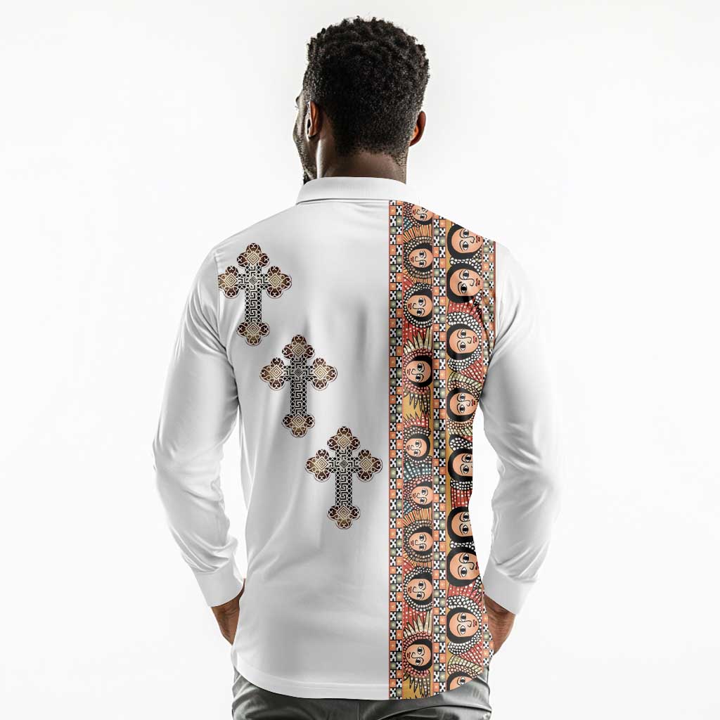 Ethiopia Angels Tilet With Cross Long Sleeve Polo Shirt