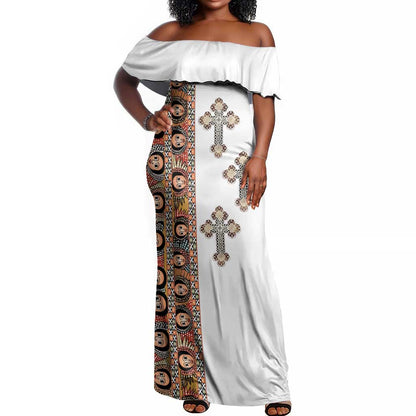 Ethiopia Angels Tilet With Cross Off Shoulder Maxi Dress