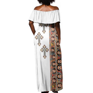 Ethiopia Angels Tilet With Cross Off Shoulder Maxi Dress