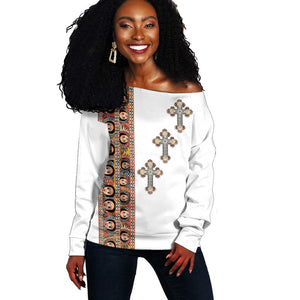 Ethiopia Angels Tilet With Cross Off Shoulder Sweater