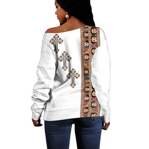 Ethiopia Angels Tilet With Cross Off Shoulder Sweater