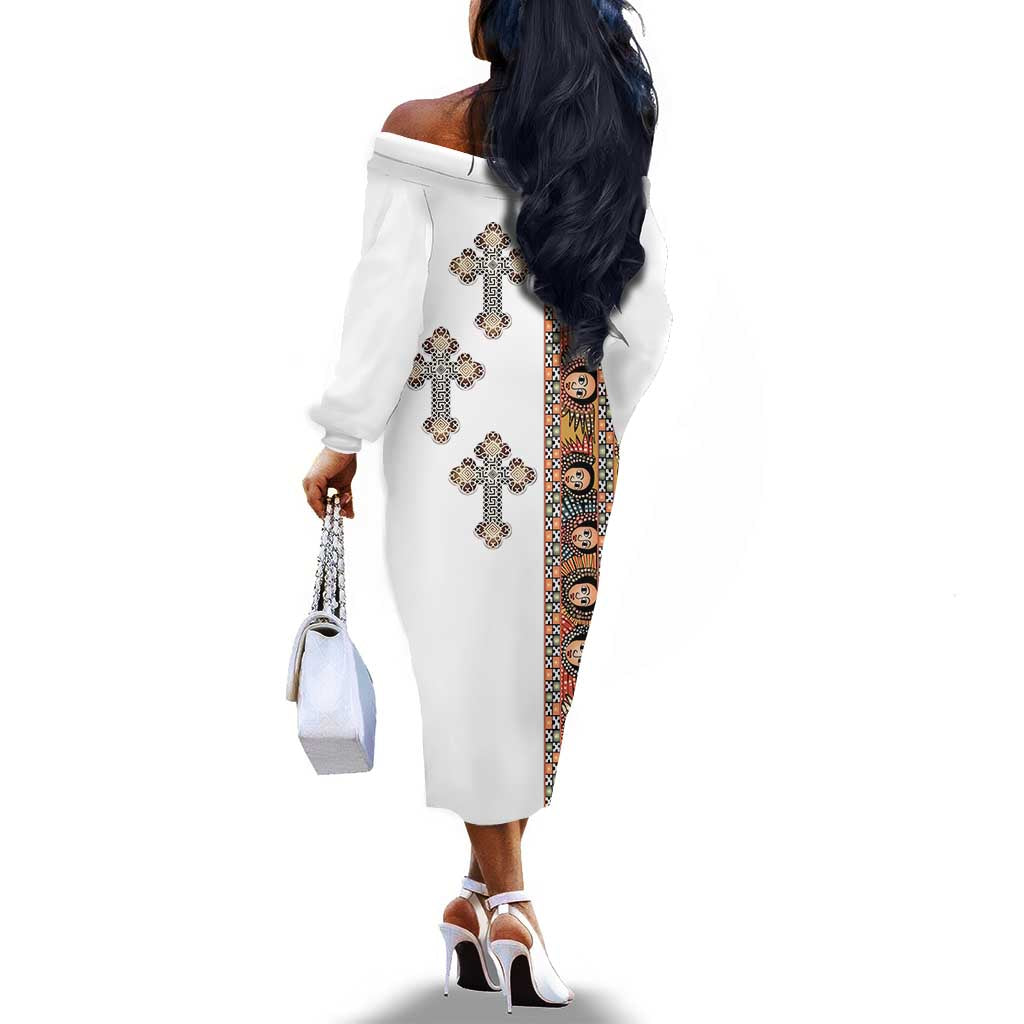 Ethiopia Angels Tilet With Cross Off The Shoulder Long Sleeve Dress