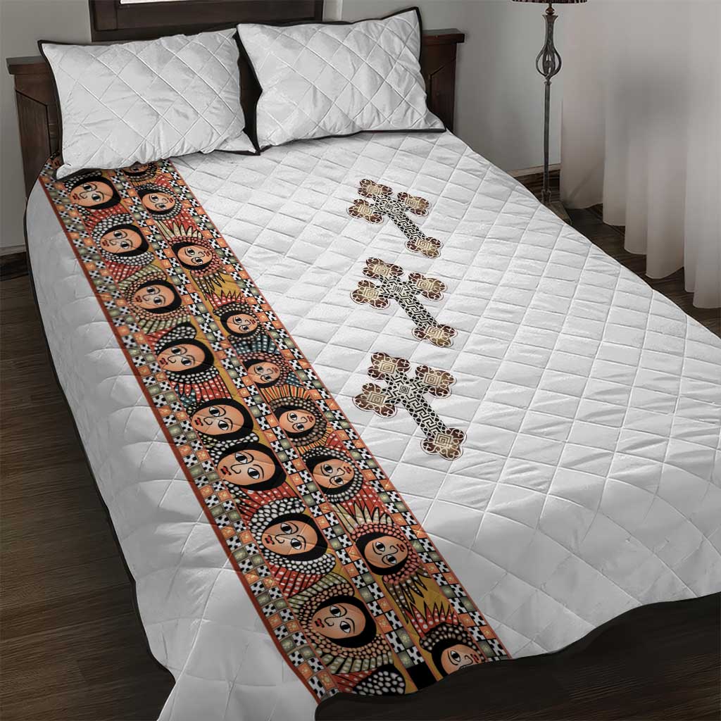 Ethiopia Angels Tilet With Cross Quilt Bed Set