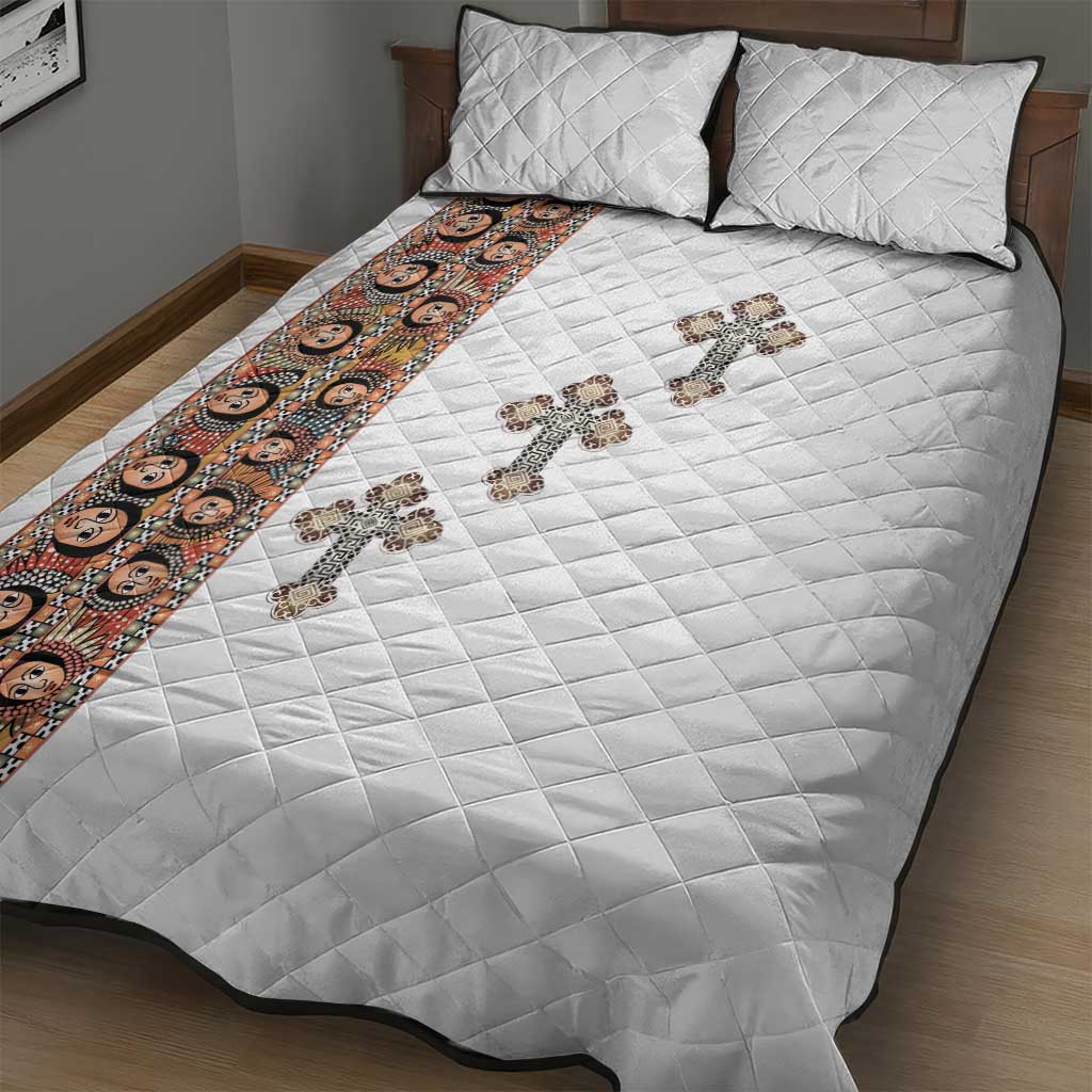Ethiopia Angels Tilet With Cross Quilt Bed Set