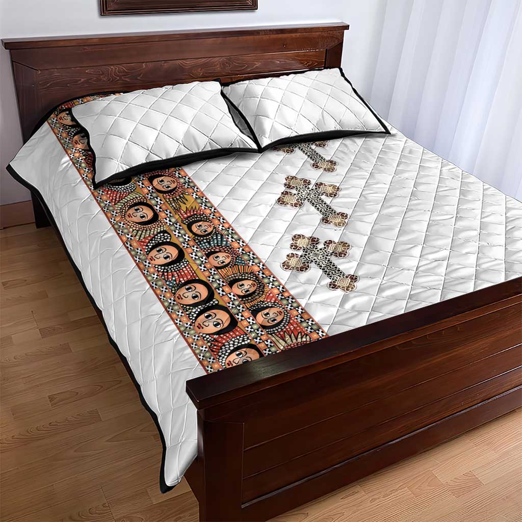 Ethiopia Angels Tilet With Cross Quilt Bed Set