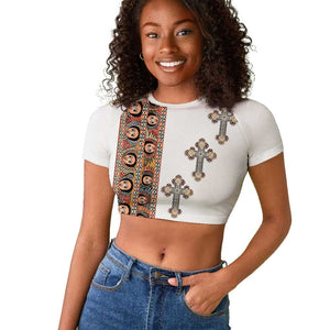 Ethiopia Angels Tilet With Cross Raglan Cropped T shirt