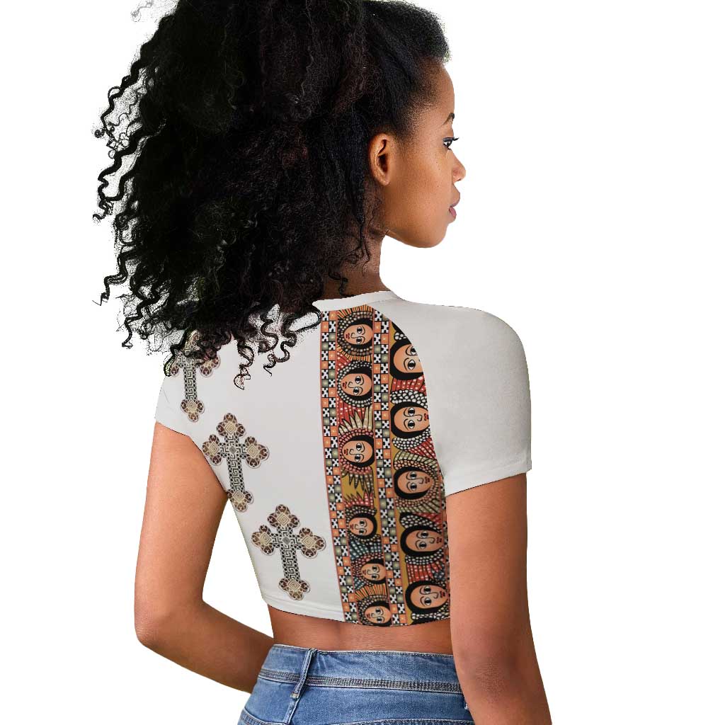 Ethiopia Angels Tilet With Cross Raglan Cropped T shirt