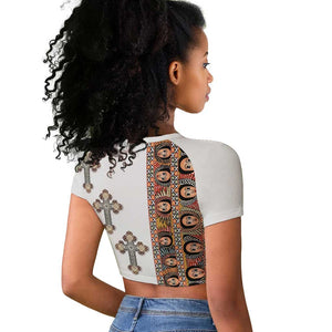 Ethiopia Angels Tilet With Cross Raglan Cropped T shirt