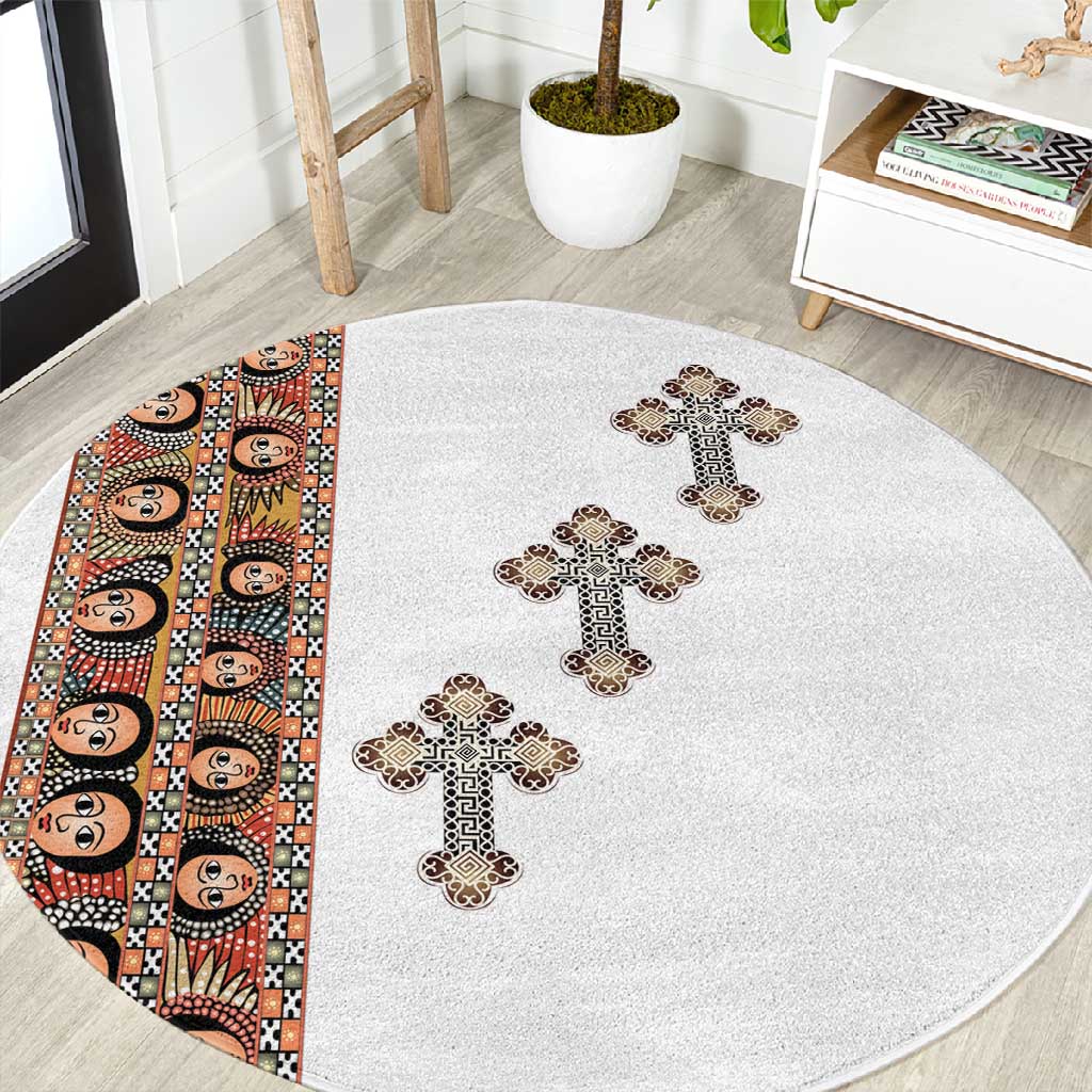 Ethiopia Angels Tilet With Cross Round Carpet