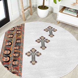 Ethiopia Angels Tilet With Cross Round Carpet