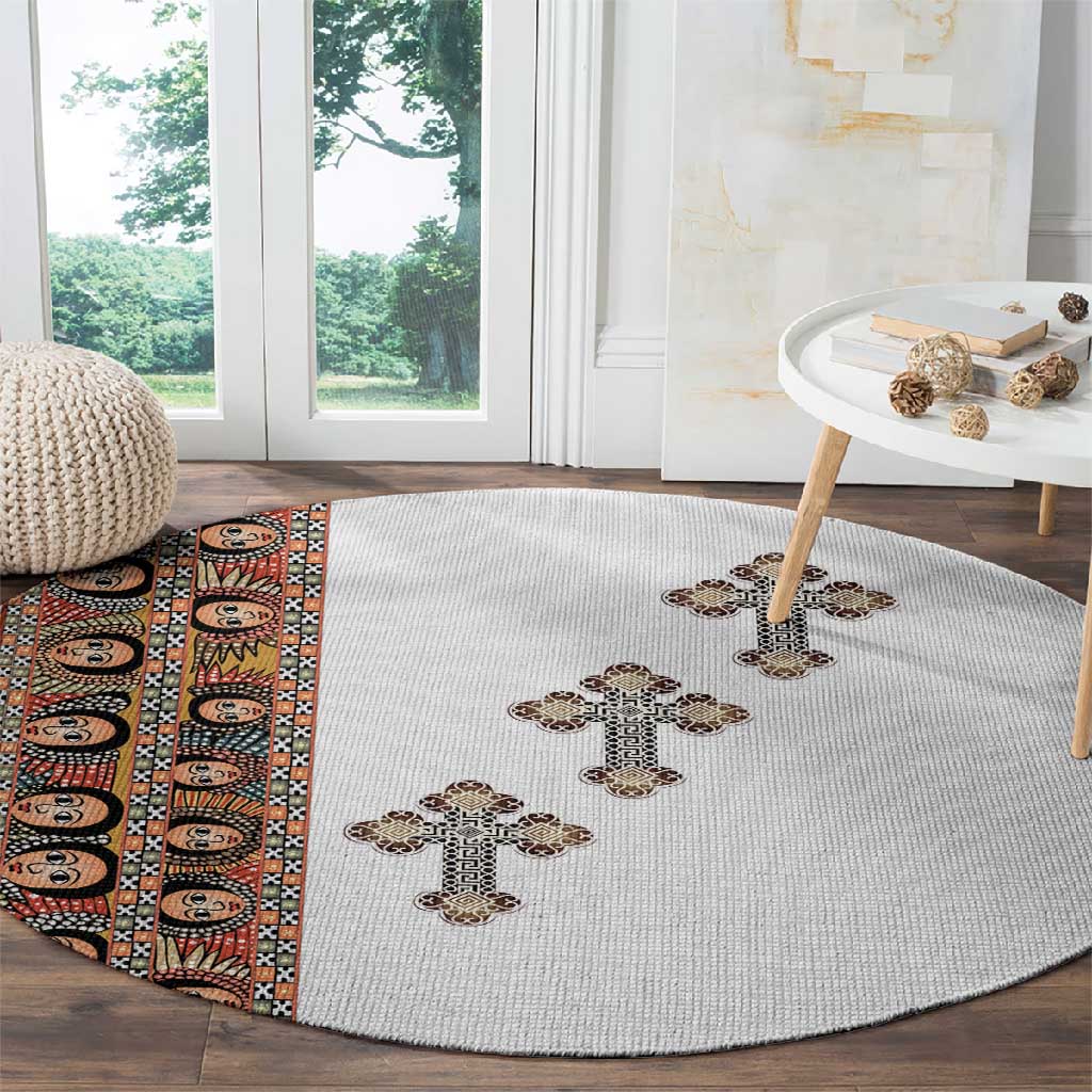 Ethiopia Angels Tilet With Cross Round Carpet