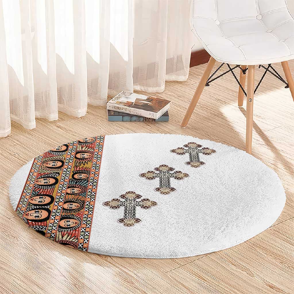 Ethiopia Angels Tilet With Cross Round Carpet