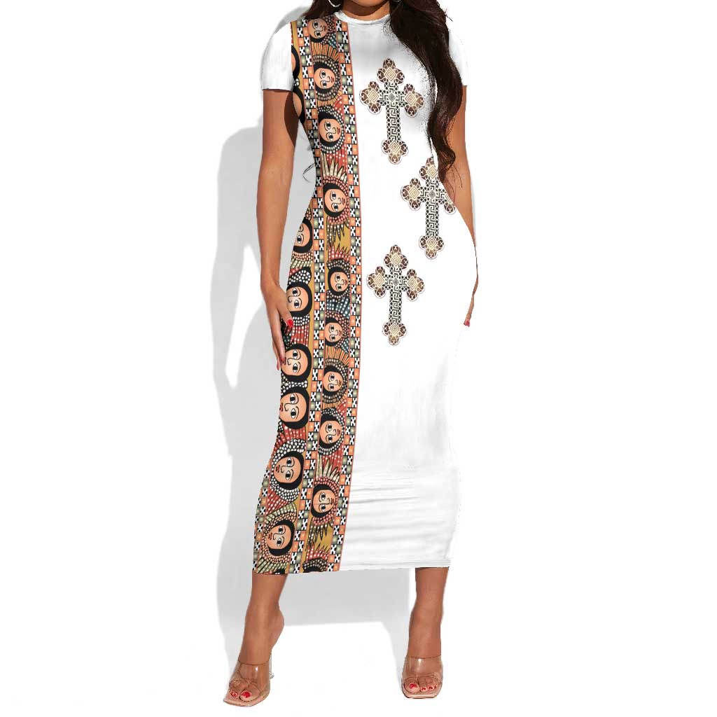 Ethiopia Angels Tilet With Cross Short Sleeve Bodycon Dress LT15