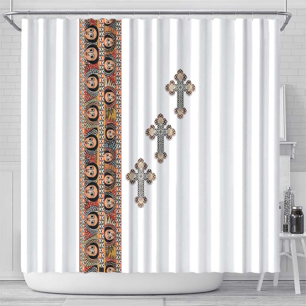 Ethiopia Angels Tilet With Cross Shower Curtain