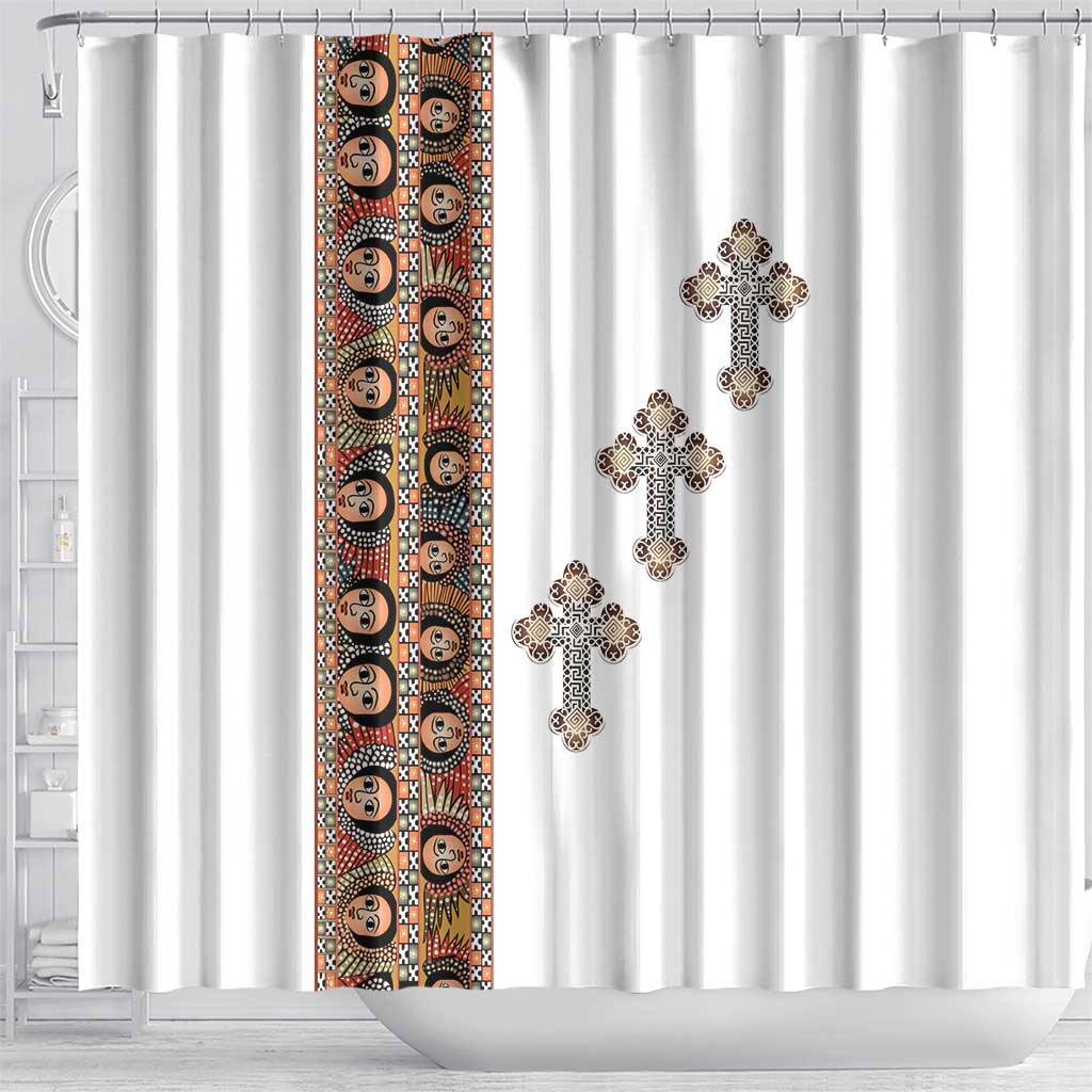 Ethiopia Angels Tilet With Cross Shower Curtain