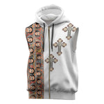 Ethiopia Angels Tilet With Cross Sleeveless Zip Hoodie - African Pride