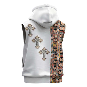 Ethiopia Angels Tilet With Cross Sleeveless Zip Hoodie - African Pride