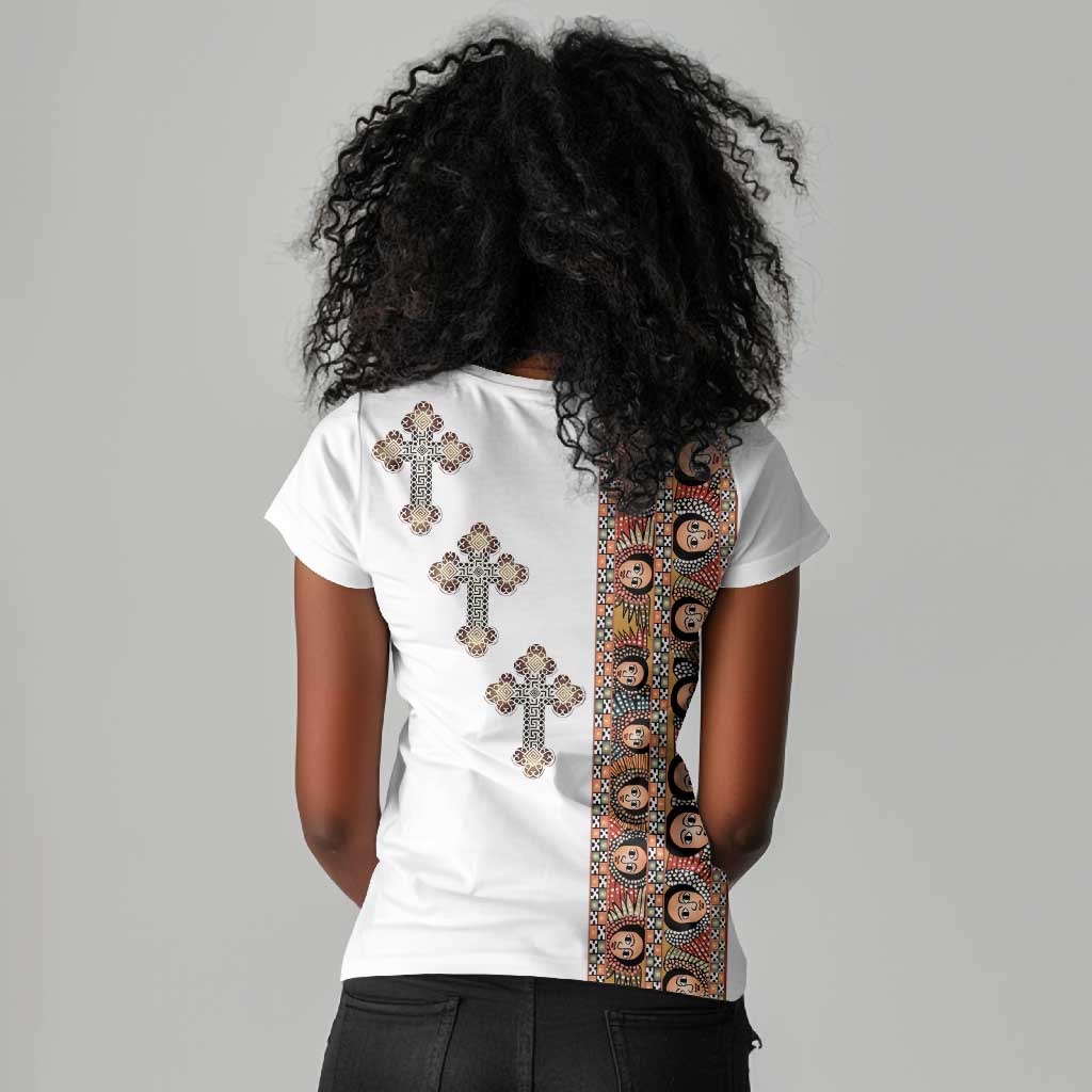 Ethiopia Angels Tilet With Cross Women V-Neck T-Shirt